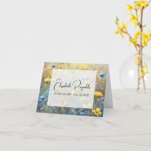 Zomer Wildbloemen Sympathie Dank u Kaart (Gele Bloem)