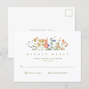 Zomer Wilde Bloem Boho Bruiloft RSVP Briefkaart