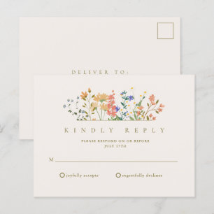 Zomer Wilde Bloem Boho Bruiloft RSVP Briefkaart