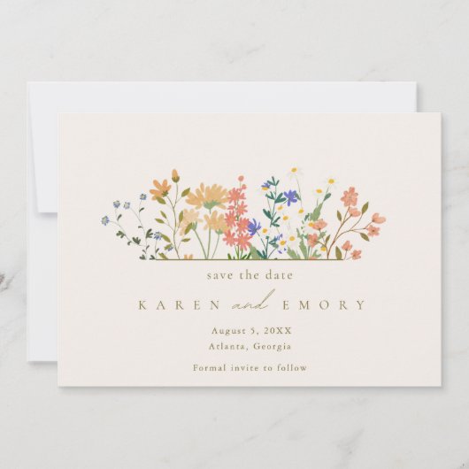 Zomer Wilde Bloem Boho Bruiloft Save The Date (Voorkant)