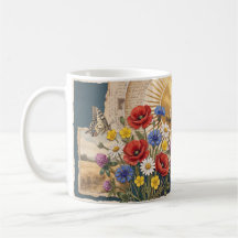 Zomer Wilde Bloemen Bij Botanische Collage Mok