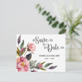 Zomer wilde bloemen boho save the date bruiloft aankondigingskaart (Staand voorkant)