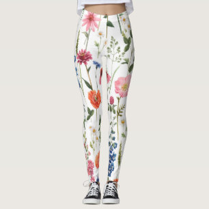 Zomer wilde bloemen, waterverf naadloos patroon. leggings