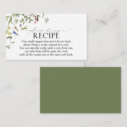 Zomer Wildflower alstublieft om een recept mee te Informatiekaartje (Voorkant / Achterkant)