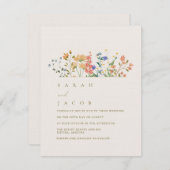 Zomer Wildflower Boho bruiloft Kaart (Voorkant / Achterkant)