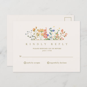 Zomer Wildflower Boho Bruiloft RSVP Briefkaart