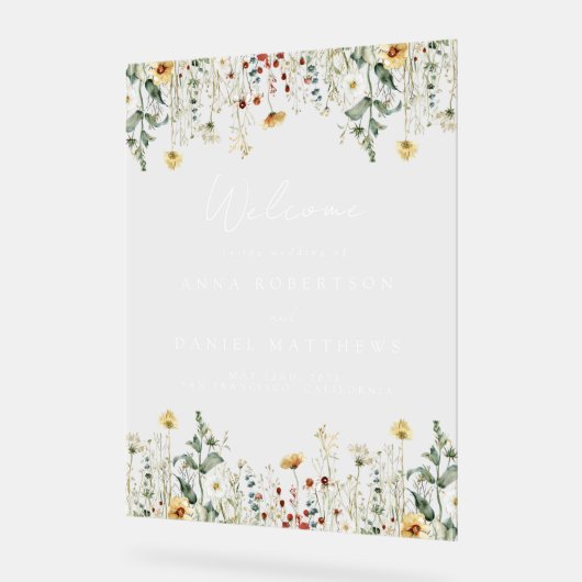 Zomer Wildflower Field Bruiloft Acryl Bord (Hoek)