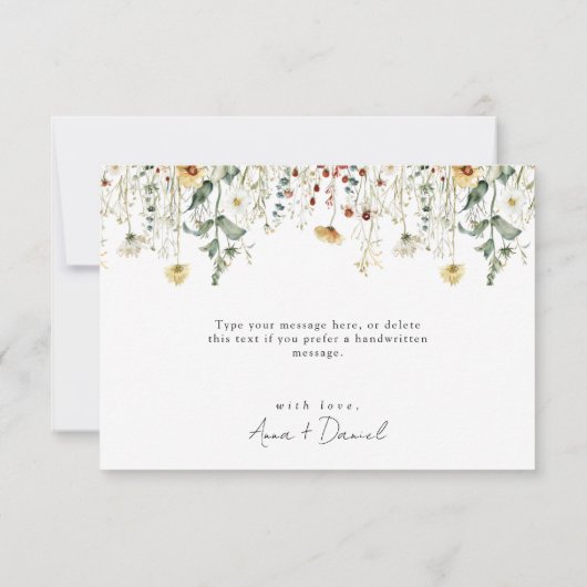 Zomer Wildflower Field Bruiloft Bedankkaart (Achterkant)