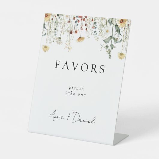 Zomer Wildflower Field bruiloft gunsten Reclamebord Met Voetstuk (Voorkant)