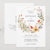 Zomer Wildflower QR Code Wedding Kaart (Voorkant / Achterkant)