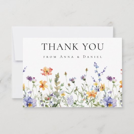 Zomer Wildflower Tuin bruiloft Dank u kaart (Voorkant)