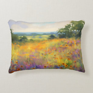 Zomer Wildflower Valley Landschap Bloom Art Accent Kussen