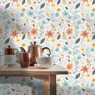 Zomer Wildflowers & Swirls ID1064 Behang