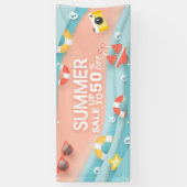 Zomer winkelstrand 50% korting op verkoop spandoek (Verticaal)