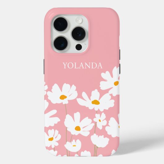 Zomer Witte Kosmos Bloemen Aangepaste naam Case-Mate iPhone Case (Achterkant)