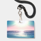 Zomer Zee Zonsondergang Tropisch Strand Foto Badge (Voorzijde met lanyard)