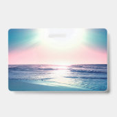Zomer Zee Zonsondergang Tropisch Strand Foto Badge (Achterkant)