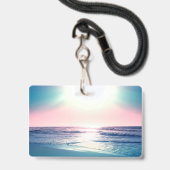 Zomer Zee Zonsondergang Tropisch Strand Foto Badge (Achterkant met lanyard)