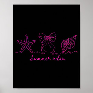 Zomer Zeeschelp Coquette Strik Zomer Vibe Strand Poster