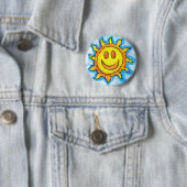 Zomer Zon Lach Knop Ronde Button 5,7 Cm (In situ)