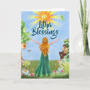 Zomer Zon Litha Zonnewende Wicca Wenskaart Kaart
