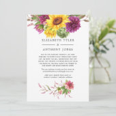 Zomer Zonnebloem Beperkte Trouwgastenlijst Aankondiging (Staand voorkant)