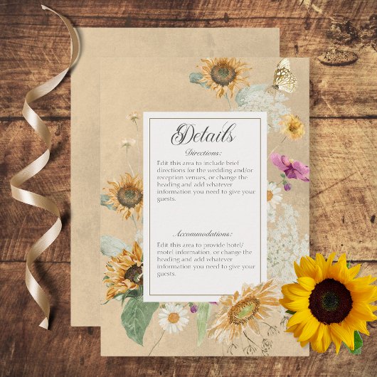 Zomer Zonnebloem Bloemen Details Informatiekaartje