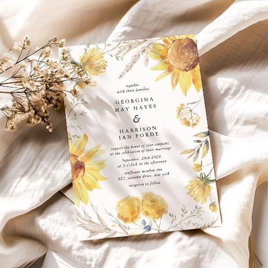 Zomer Zonnebloem bruiloft Kaart