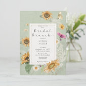 Zomer Zonnebloem Groene Bruidsbrunch Kaart (Staand voorkant)