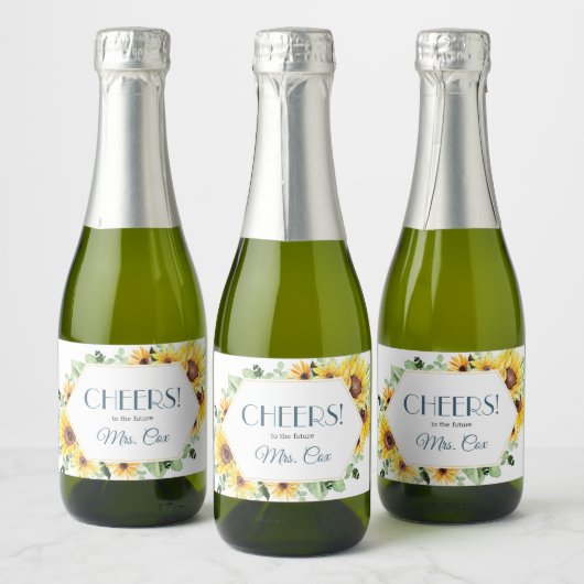 Zomer Zonnebloem Mini Champagne Label Sparkling Wijnetiket (Flessen)