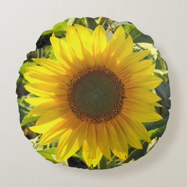 Zomer Zonnebloem Rond Kussen (Voorkant)