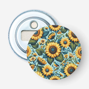 Zomer/zonnebloem/vogel Button Flesopener