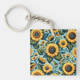 Zomer/zonnebloem/vogel Sleutelhanger