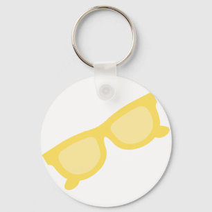 Zomer zonnebril geel hipster oogkleppen bril sleutelhanger