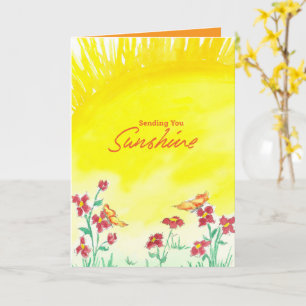 Zomer Zonneschijn Vlinders Rode Wilde Bloemen Kaart