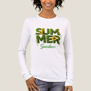 Zomer Zonneschijn Zonnebloem Gras Typografie Lange Tri-Blend Shirt