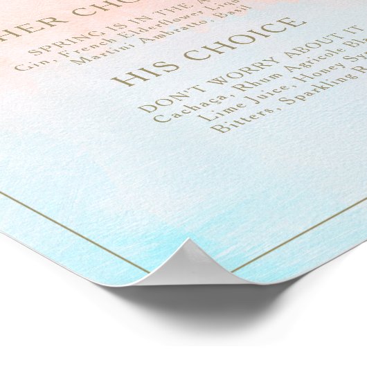 Zomer Zonsondergang Aquarel Handtekening Dranken B Poster (Hoek)