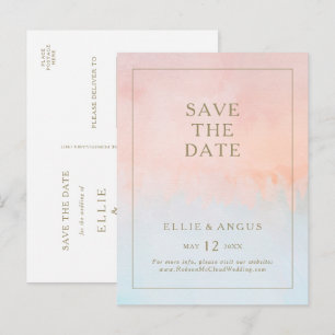 Zomer Zonsondergang Aquarel Save The Date Postkaar Uitnodiging Briefkaart