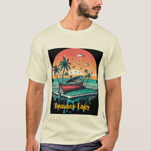 Zomer zonsondergang Geniet T-shirt (Voorkant)