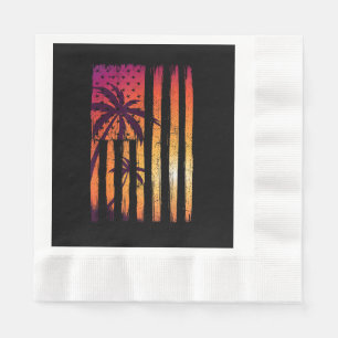 Zomer Zonsondergang Palmboom Amerikaanse Vlag Koel Servet
