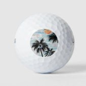 Zomer zonsondergang palmboom golfballen (Voorkant)