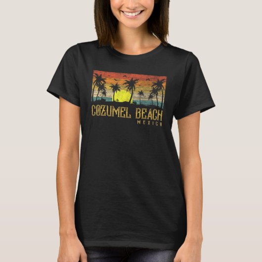 Zomer Zonsondergang Palmboom  Mexico Cozumel Bea T-shirt (Voorkant)