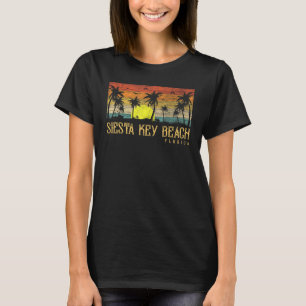 Zomer Zonsondergang Palmboom Vintage Florida Siest T-shirt