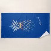 Zomer Zonsondergang Strand Ananas Custom Strandlaken (Voorkant)