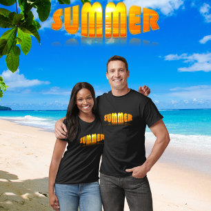 Zomer Zonsondergang Trendy Gebogen Tekst Effect T-shirt
