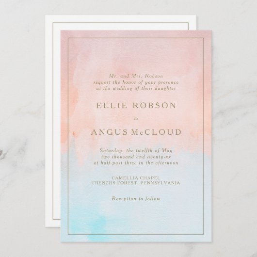 Zomer zonsondergang Waterverf Alles in een bruilof Kaart (Voorkant / Achterkant)