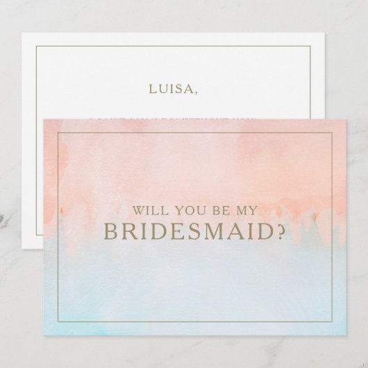 Zomer zonsondergang Waterverf bruidsmeisje voorste Kaart (Voorkant / Achterkant)