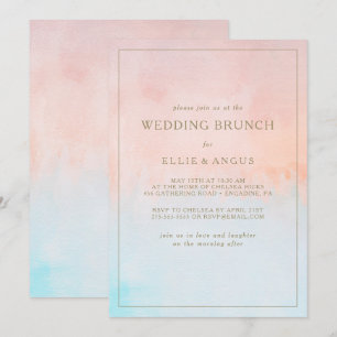 Zomer Zonsondergang Waterverf Bruiloft Brunch Kaart