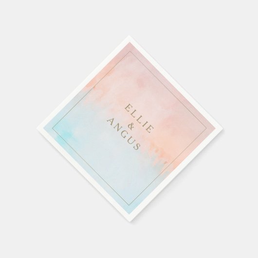 Zomer Zonsondergang Waterverf Bruiloft Servetten (Hoek)