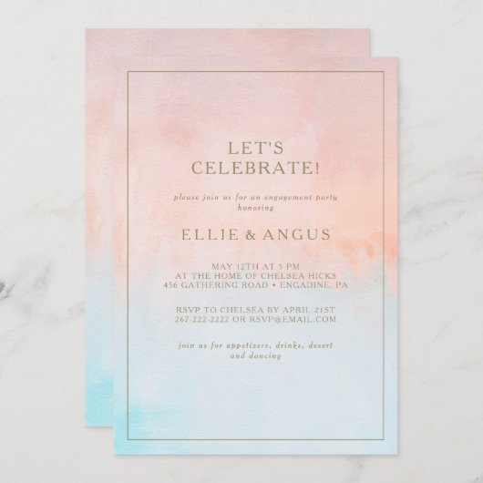 Zomer Zonsondergang Waterverf Laten we vieren Kaart (Voorkant / Achterkant)